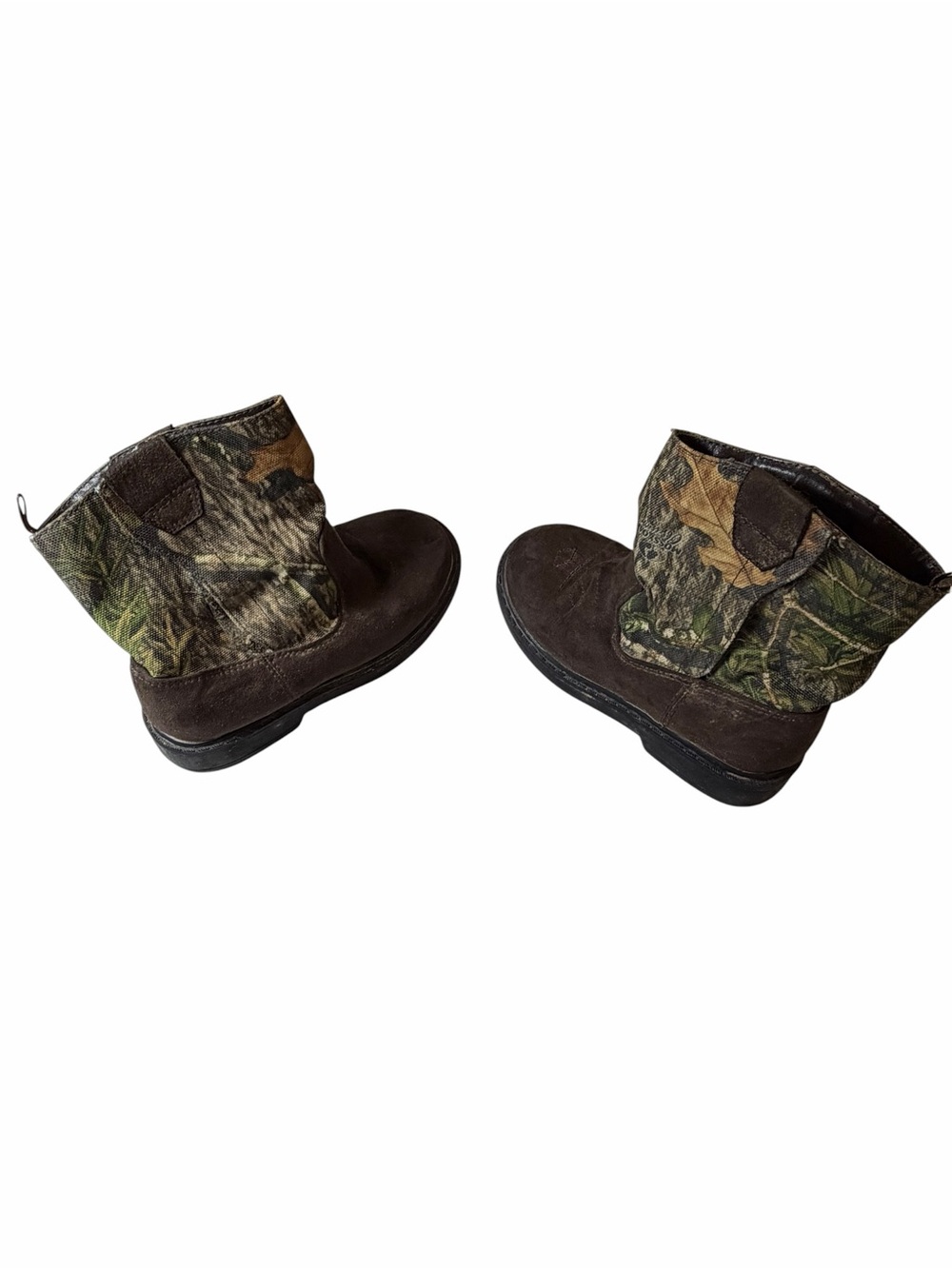 Kids Brown Camo Pull-On Boots with Velcro Sides - Picture 4 of 7